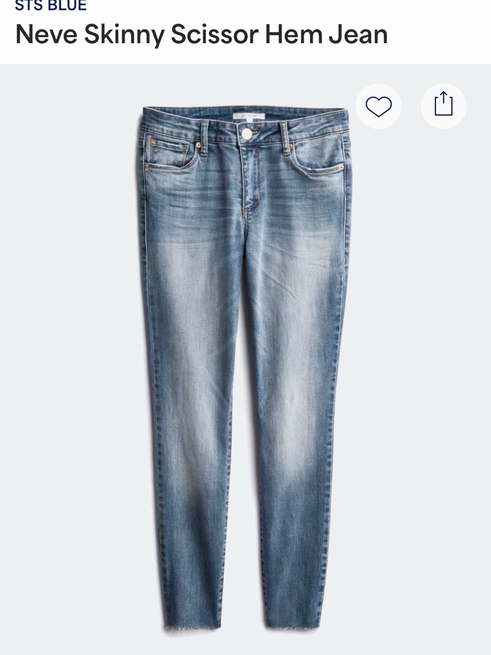 STS Blue Light Wash Skinny Jeans with Scissor Hem